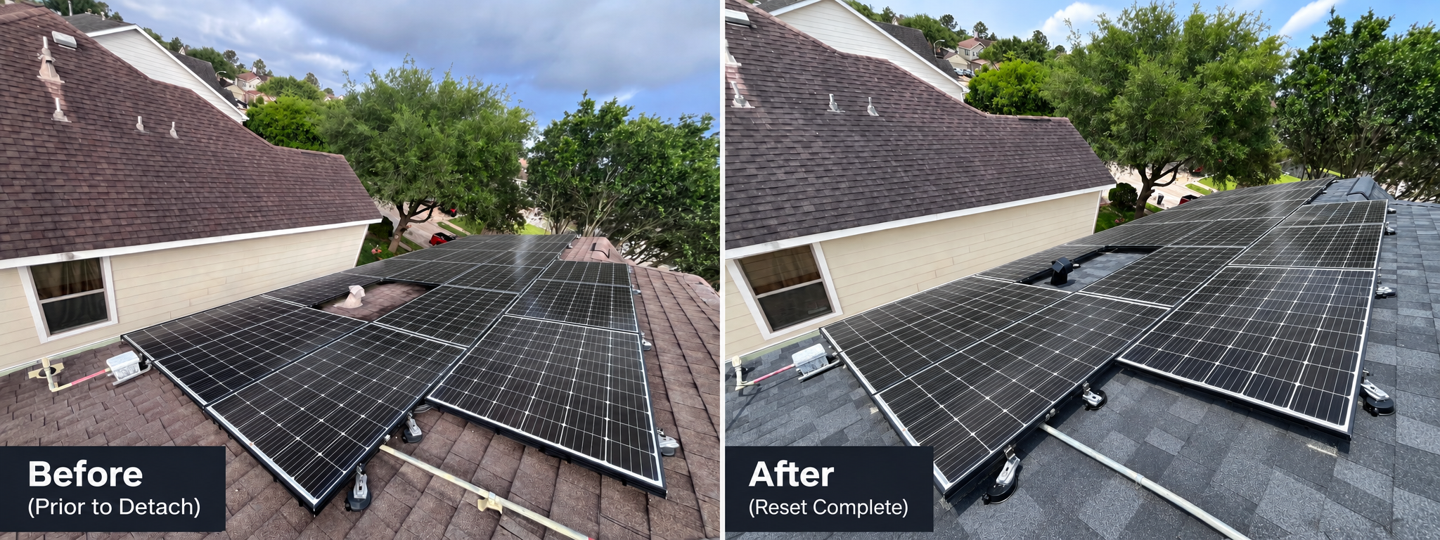 Solar array on the original roof before panel removal